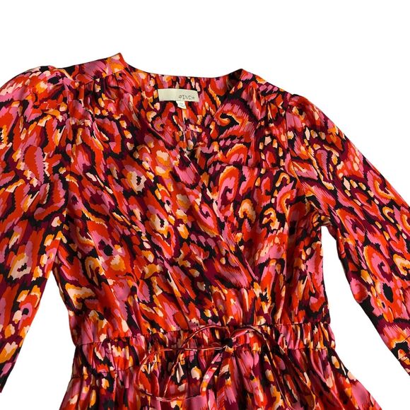 Pinch Dress Womens Extra Small Colorful Abstract Wrap Midi Long Tiered Sleeve - Picture 6 of 16
